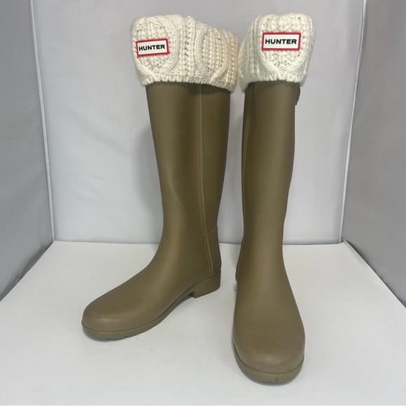 Hunter Shoes - Hunter Tall Rain Boots with Knit Cuffs - Olive Green